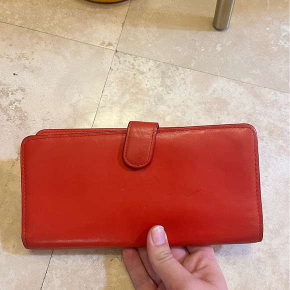 Red Long Coach Wallet with Zip Pouch - Picture 2 of 7